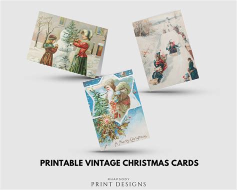 PRINTABLE Vintage Christmas Cards. 14 Designs in 2 Sizes. PDF and JPG ...