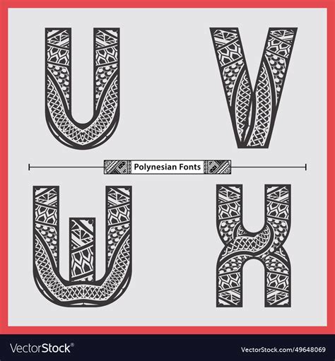 Alphabet Polynesian Style In A Set Uvwx Royalty Free Vector