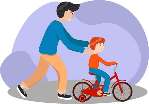 padre le enseña a su hijo a andar en bicicleta el niño aprende a andar