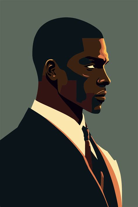 Portrait Of A Black Man In A Suit Vector Illustration Vector