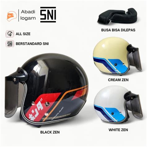 Promo Helm Bogo Retro Dewasa Helem Sni Motif Zen Cg Zen Hitam Tanpa