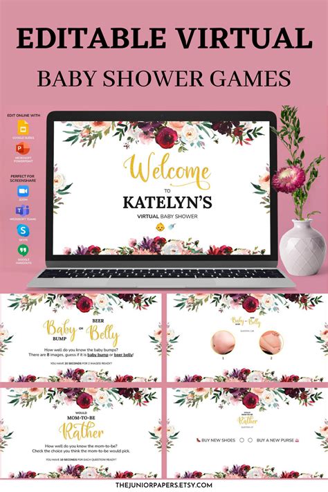 Editable Virtual Baby Shower Games Powerpoint Baby Shower Games Emoji