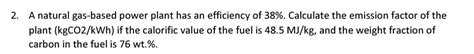 Solved 2. A natural gas-based power plant has an efficiency | Chegg.com