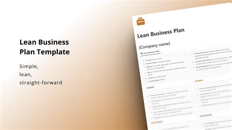 Lean Business Plan A Notion Template