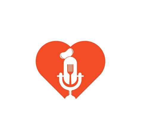 Chef podcast heart shape concept logo design template. chef education ...