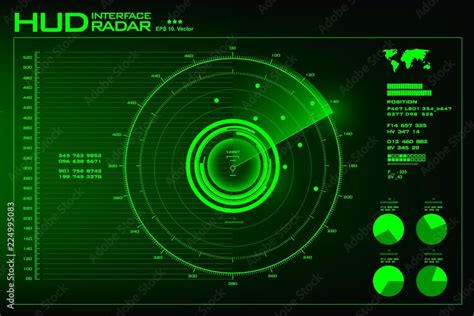 Green radar screen on black background, HUD interface Stock Vector ...