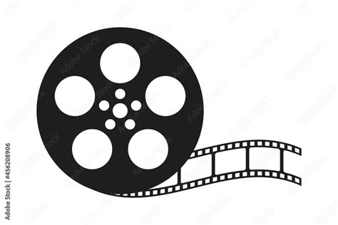 Film Reel Movie Icon Old Retro Reel With Film Strip On White