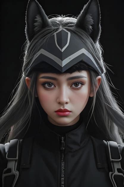Premium Ai Image Portrait Of A Girl In A Black Costume Of A Cosplay Hero