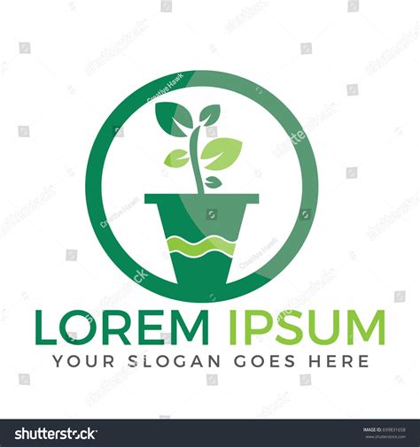 Flower Pot Plant Logo Growth Vector Stock Vector Royalty Free