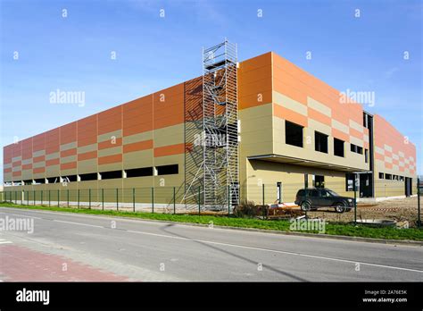 Facade Of New Factory Building Made Of Thermo Insulated Aluminium