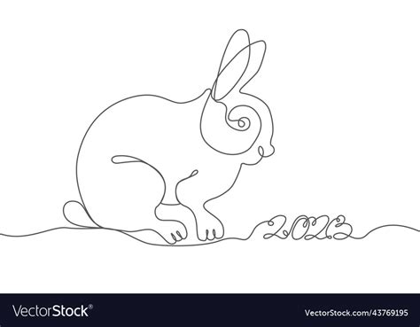 Rabbit Continuous Line Hand Drawn Icon Drawing Vector Image