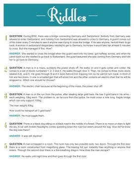 Team Building Riddles 1 {Editable} by Colorado Teaching and Design