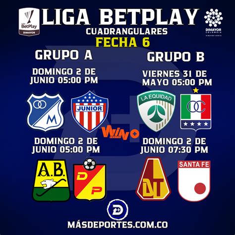 PROGRAMACIÓN FECHA 6 DE LOS CUADRANGULARES SEMIFINALES DE LA LIGA