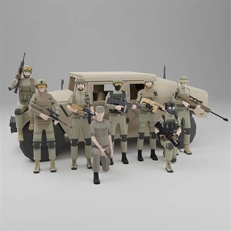 3d Model Low Poly Soldiers Rigged Vr Ar Low Poly Rigged Cgtrader