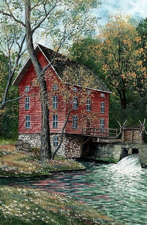 Old Time Mill Painting By Steven Schultz Pixels