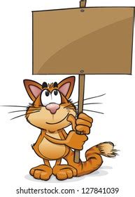 Cartoon Cat Holding Sign Stock Vector Royalty Free