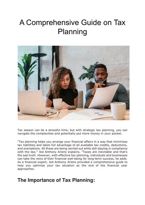 Ppt Jed Anthony Ariens A Comprehensive Guide On Tax Planning