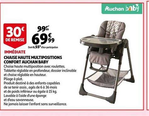 Offre Chaise Haute Multipositions Confort Auchan Baby Chez Auchan