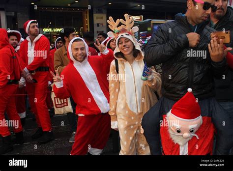 New York New York Usa 14th Dec 2019 Santacon Nyc 2019 Santas