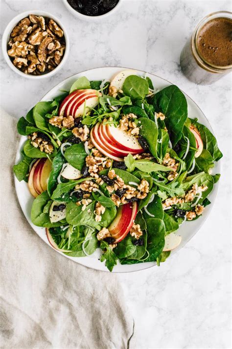 Apple Walnut Spinach Salad With Balsamic Vinaigrette