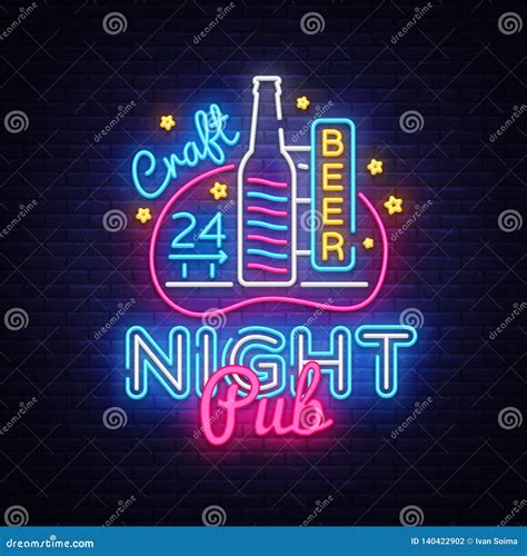 Pub Neon Signboard Vector Beer Pub Neon Sign Design Template Modern