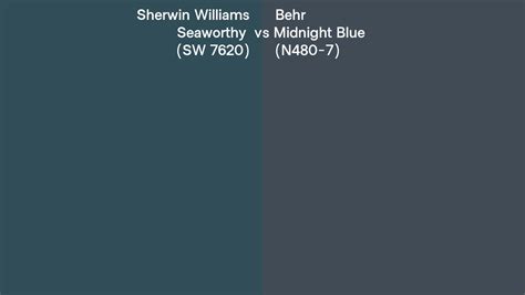 Sherwin Williams Seaworthy Sw 7620 Vs Behr Midnight Blue N480 7