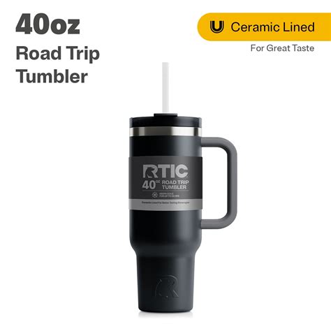 Rtic 40 Oz Ceramic Lined Road Trip Tumbler Leak Resistant Lid With