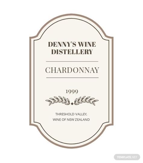 Wedding Bottle Label Template For Chardonnay