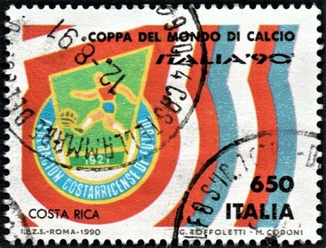 Francobollo Italia 90 Coppa Del Mondo Di Calcio Costa Rica Repubblica