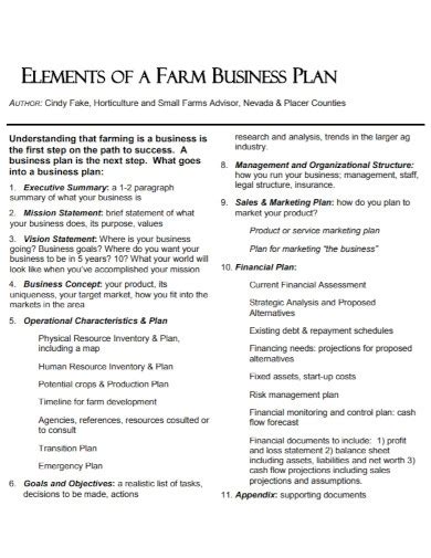 Small Farm Business Plan 5 Examples Format Pdf Tips