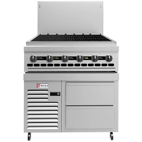 Wolf Challenger Xl Series C36r 36cbp 36 Liquid Propane Charbroiler With Refrigerated Base