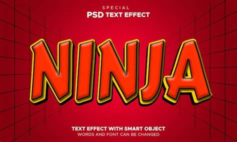 Objet Intelligent Modifiable D Effet De Texte Ninja PSD Premium