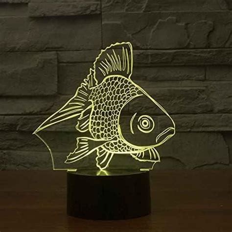 Illusion Veilleuse 3D Poissons Animaux Led Lampe De Bureau 16 Couleurs