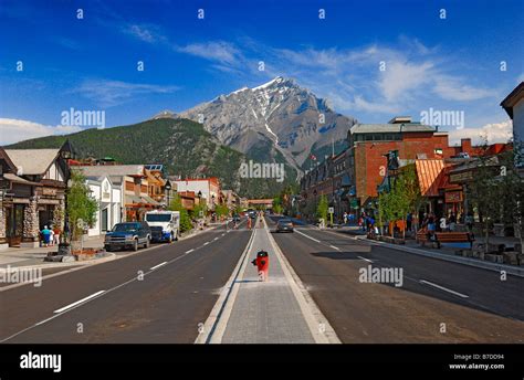 Banff Avenue In The Very Popular Town Of Banff In Alberta Canada