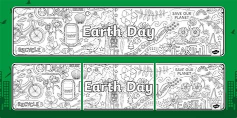 Earth Day Colouring Banner Hecho Por Educadores Twinkl