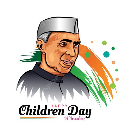 Happy Children Day Greeting Design With Nehru Illustration 14 November