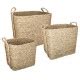 Lot de 3 Paniers de Rangement à Anses Seagrass 40cm Naturel