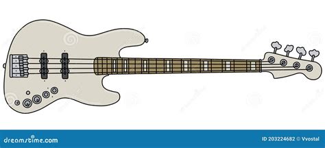 The White Electric Bass Guitar Stock Vector Illustration Of Bass