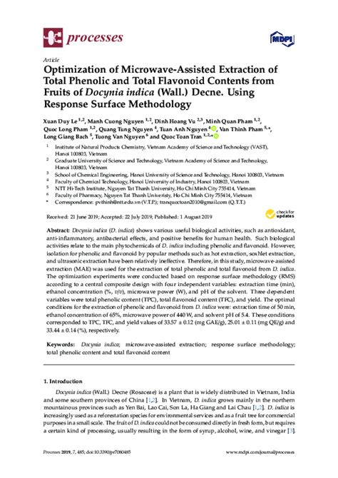 Pdf Optimization Of Microwave Assisted Extraction Of Anthocyanins In