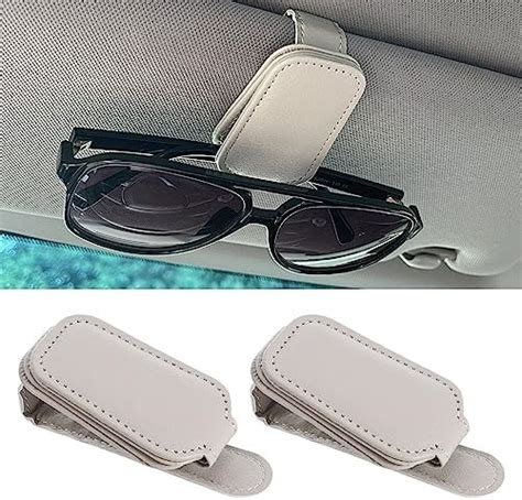 Wakihong Pcs Car Glasses Holder Magnetic Leather Car Visor Sunglass