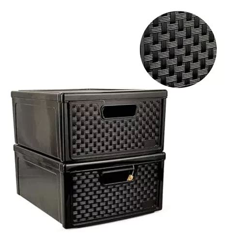 Kit 2 Gaveteiros Modular Empilhável Rattan Organizador MercadoLivre