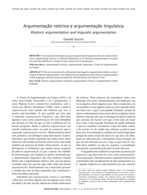 Pdf Argumenta O Ret Rica E Argumenta O Lingu Stica