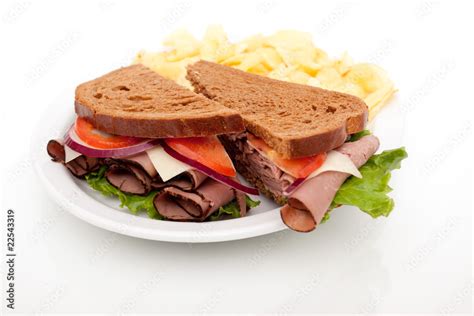 Roast beef sandwich on rye bread Stock Photo | Adobe Stock