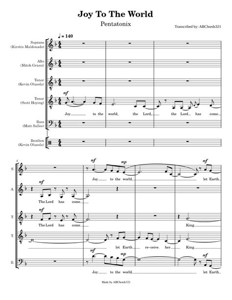 Joy To The World Pentatonix Full Sheet Musictranscription Piano