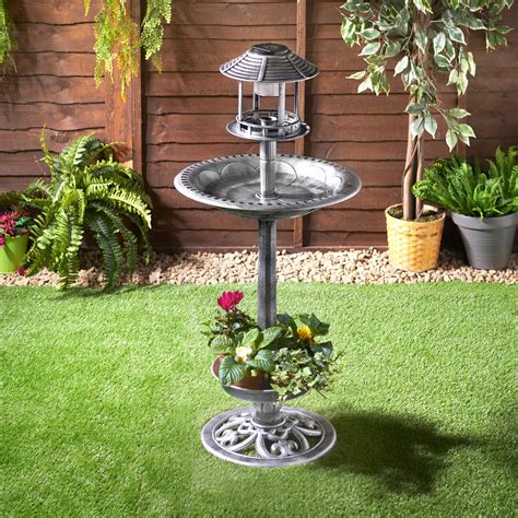 4 In 1 Bird Bath With Planter And Solar Light Planters Bandm