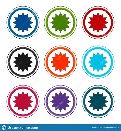 Star Badge Icon Flat Round Buttons Set Illustration Design Stock Vector Illustration Of Star