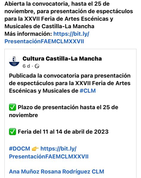 XXVII FERIA DE ARTES ESCÉNICAS Y MUSICALES DE CASTILLA LA MANCHA Que