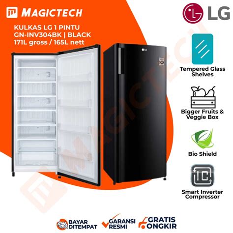 Jual KULKAS FREEZER ES BATU ASI 6 RAK LG GN INV304BK 304BK INVERTER