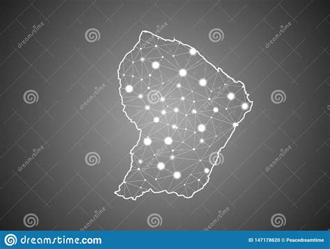 O Wireframe Do Vetor Engrena Poligonal Do Mapa Da Guiana Francesa