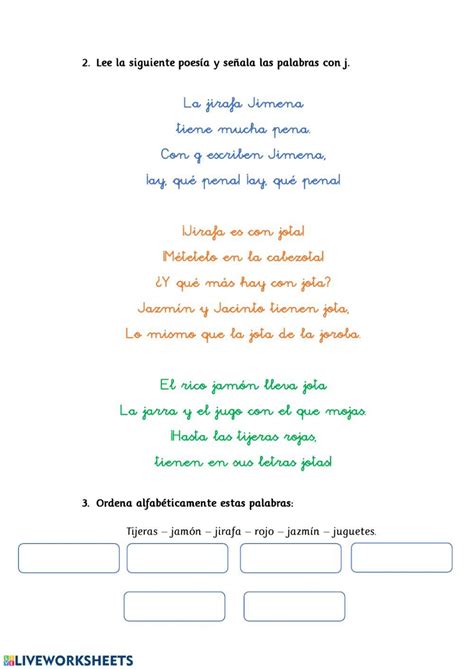 Ortografía G J Worksheet Live Worksheets